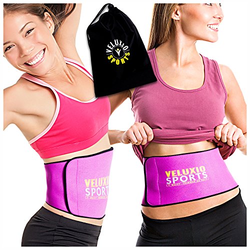 Waist Trimmer Ab Belt (Pink) - Adjustable Weight Loss Sauna Belt For Women & Men With FREE Carrying Bag - Provides Lower Back & Lumbar Supports For Easy, Effortless Waist Slimming - Lifetime Guarantee