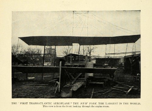1913 Print Transatlantic Airplane New York Flight Plane - Original Halftone Print