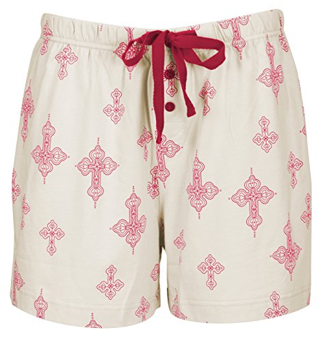 Leisureland Women's 100% Cotton Knit Pajama Lounge Boxer Shorts