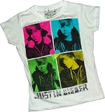 Justin Bieber -- Four-Square Color Block -- Fitted Crop Sleeve Girls T-Shirt