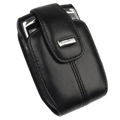 RIM Blackberry 8800, 8830 PDA Permium OEM Original Lambskin Black Leather Swivel Holster Case with Belt Clip -13143-001