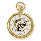 Avalon 17 Jewel Mechanical Skeleton Gold-tone Pocket Watch with Chain, #4034G by Avalon