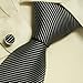 black silk tie white stripes birthday gifts for man discount silk tie cuff links set A2045