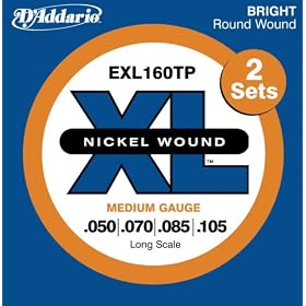 D'Addario EXL160TP Regular Gauge Nickel Wound  Bass Strings  XL 50-105 Long-Scale, 2 Sets