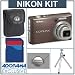 Nikon Coolpix S610 Digital Camera kit, Gray With 4GB SD Memory Card, Camera Case, 2 Year Extended Service Coverage, Table Top Tripod,