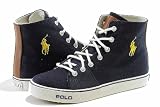 Polo Ralph Lauren Boy's Fashion Sneaker Cantor Mid Navy Canvas Shoes Sz. 7