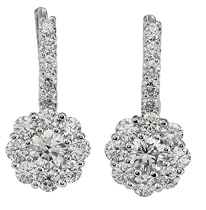 18k White Gold Shared Prong Drop Cluster Diamond Earrings (1.42 cttw, E-F Color, SI1)