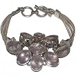 Silver link Bracelets Rose Quartz Gemstone Jewelry 8 inches