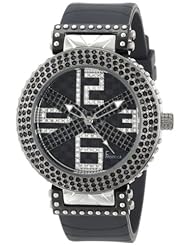 Freelook Womens HA1162B-4 Stardust-X Black Silver Swarovski Crystals Watch