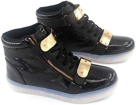 Factory direct sale Black LED Shoes High Top Men Women Light Up Shoes USB Charging Metal Velcro Flashing Sneakers 42
