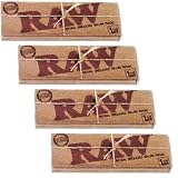 Raw Natural Unbleached 1.25 Cigarette Rolling Papers, 4 Packs