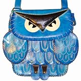 Genuine Leather Messenger Shoulder Bag, an Owl Design, Beautiful and Unique !