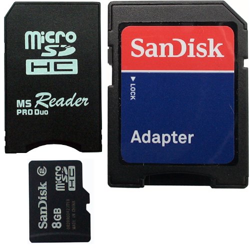Lecteur Adapteur microSDHC a Memory Stick Produo, et Sandisk microSDHC 8Go, et Adapteur microSDHC a SD