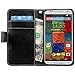 E LV Motorola Moto X+1 Flip Case Cover - Deluxe PU Leather Flip Wallet Case Cover for Moto X 2nd Generation Case for Google Motorola Moto X with 1 E LV Stylus - [BLACK]