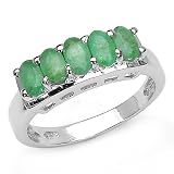 0.70 Carat Genuine Emerald Round Silver Ring