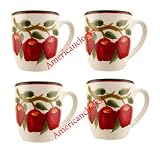 Handpainted Apple Coffee Mug Set...Salt pepper shakers and Wooden Spice rack also... by Housewares