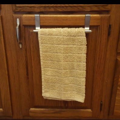 Over the Cabinet 9" Towel Bar, Brushed Stainless Steel, protective backing to protect cabinets, perfect for towel bar in kitchen and bathroom