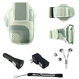 White Adjustable Deluxe Sportband / Workout Armband with Adaptable Neck Str ....