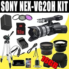 Sony NEX-VG20H Interchangeable Lens HD Handycam Camcorder with 18-200mm F3.5-6.3 OSS Lens + FV100 Extended Battery/Charger + Wide Angle / Telephoto Lenses + Filter Kit + 16GB Accessory Kit DavisMAX Bundle 