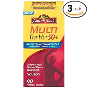 Nature Made Multi For Her 50+ Multiple Vitamin and Mineral Supplement Tablets, 90-Count Bottles (Pack of 3)