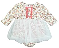 Girls Long Sleeves  Sheer  Cotton Bubble Dress General Print Bodysuit  With a Bow(s) and Ruffles