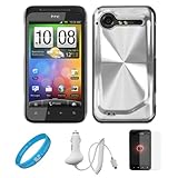 Silver Metallic Cosmo Wave Design Protective Snap-On Case Cover for HTC Dro ....