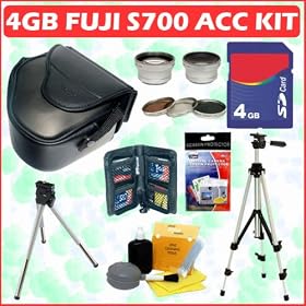 Click here to buy Fuji 4GB Professional Deluxe Accessory Kit for the Fuji Finepix S700 Digital Camera by Fuji.