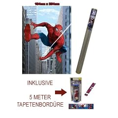 SPIDERMAN Wandtapete Tapete Wandbild ideal f�r Kinderzimmer ca 184x254cm DECOFUN + 5 Meter Spiderman Bord�re