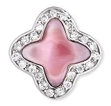 CleverSilver's Pink Mother-Of-Pearl Inlay CZ. Diamond Clover Pendant