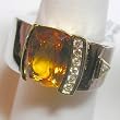 14K Two-Tone Gold Golden Topaz and Diamond Ring