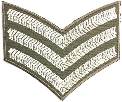 US Sergeant Stripes Army Military WW2 Iron On Sew On Embroidered Patch Approx: 4.2"10.8cm x Approx: 3.9"/10cm By MNC Shop