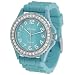 Geneva Platinum CZ Accented Silicon Link Watch, Large Face
