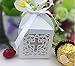 JoinwinNew Design 50 Pack Cross Laser Cut Favor Box Christening Baby Shower Bomboniere with Ribbons Party Favors (White)