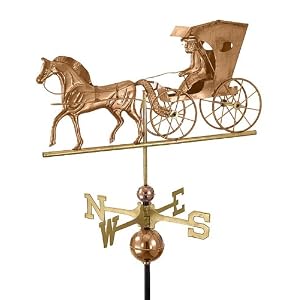26 Luxury Polished Copper Country Doctor Horse and Carriage Weathervane by 