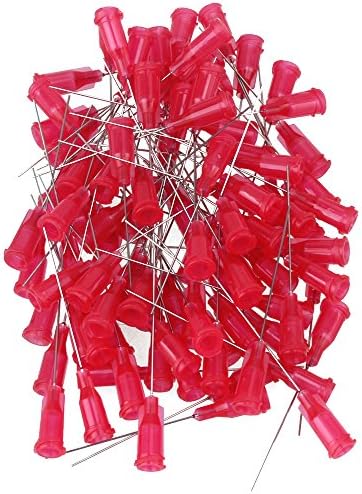 CNBTR Red 1.5 Inch Length Blunt Dispensing Needles Syringe Needle Tips 25Ga Pack of 100