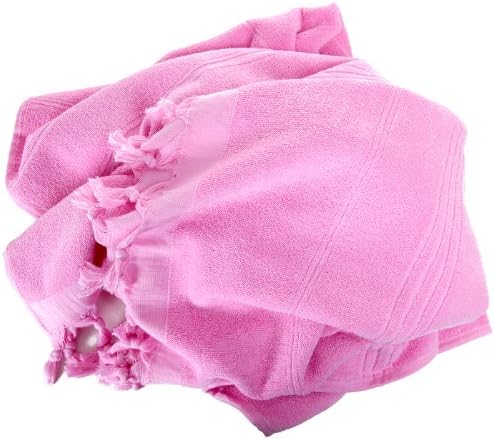Two Sided Cotton Towel Pestemal with Self Stripes on Candy Pink . Turkish Bath Pestemal. Super Soft Cotton Towel