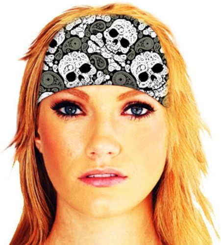 Hair Glove EZ Bandz All Over Paisley Skull on Black 50024
