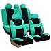 FH GROUP FH-FB030115-SEAT Light & Breezy Mint/Black Cloth Seat Cover Set Airbag & Split Ready- Fit Most Car, Truck, Suv, or Van
