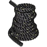 Zeny&reg; Black 1.5"/ 2" Width Poly Dacron 30/40/50ft Length Battle Rope Workout Training Undulation Rope Fitness Rope Exercise