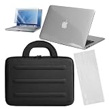 Premium Skque Clear Hard Plastic Crystal Case + 11.6 Inch Screen Protector + Ultra Thin TPU Keyboard Cover + 11.6 Black EVA (Ethylene-Vinyl Acetate) Carrying Case for Apple MacBook Air 11.6