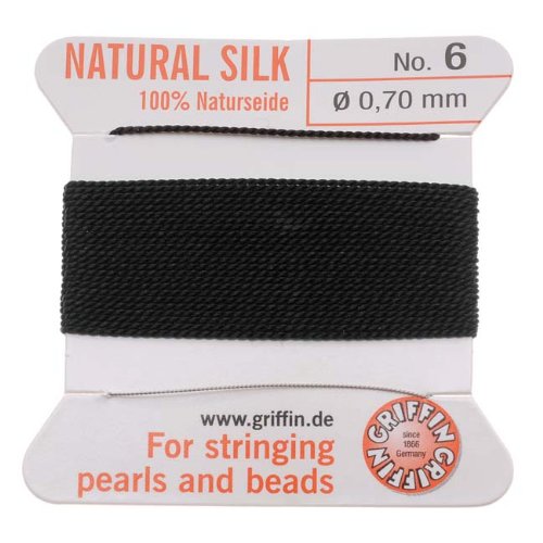 Griffin Silk Beading Cord & Needle Sz 6 Jet Black