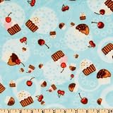 60'' Wide Kaufman Minky Cuddle Cupcake Sunday Blue Fabric By The Yard
