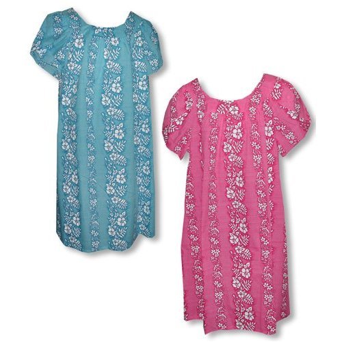 Turtle Gardenia Lei Petal Sleeve Caftan/Kaftan Mu'u Mu'u House Dress - Plus Size