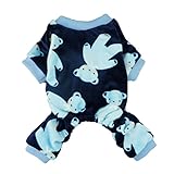 Fitwarm Soft Velvet Cute Bear Pet Clothes for Dog Pajamas Winter Coats PJS, Blue, Small