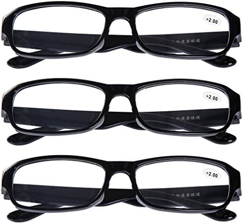 3 PRS of Southern Seas Stylish Black +4.00 Reading Glasses Mens Womens Flexible Spectacles