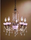 Aimee Five Light Mini Chandelier in Gold Flake Bronze Bobeche finish: Pink