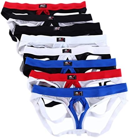AQD Men's Sexy Low Rise Jock Strap Thong (Medium, 8 Colors as pic shown/pack)
