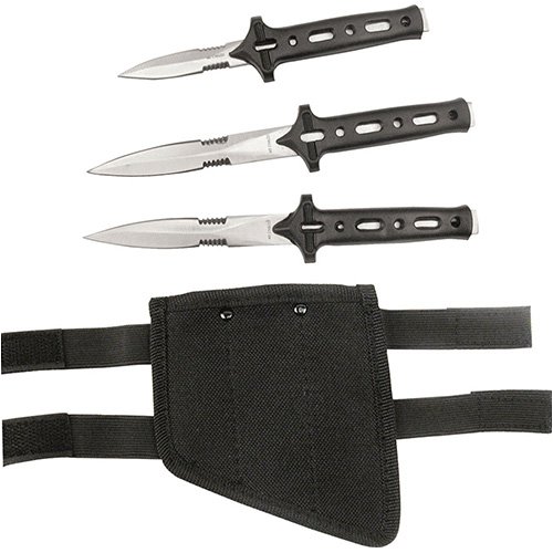 Fixed Blade Knife Set Three Piece Black