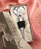 Chrome Bottle Stopper with Crystal Heart Design
