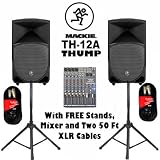 Mackie TH-12A Active DJ Powered THUMP Speakers, Mixer, Stands and Cables Set TH-12ASET2